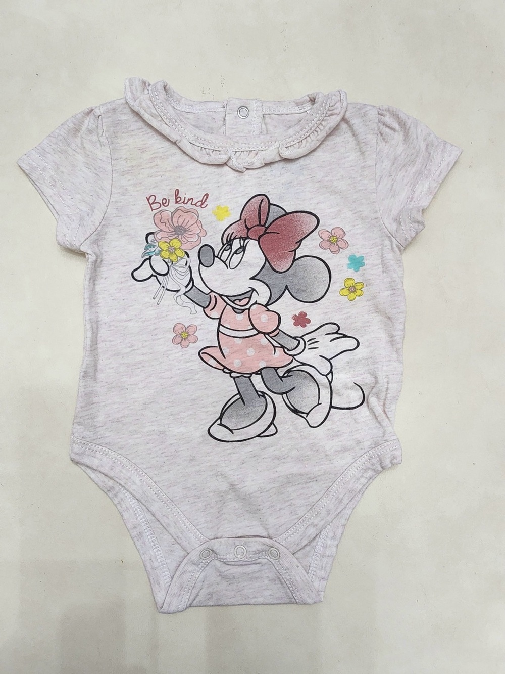 Disney Minnie Mouse Heather Pink Floral Graphic One-Piece